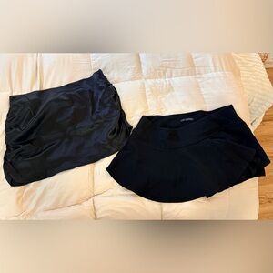 Finesse Set Of 2 Black mini Skirts. One Satin Ruched Sides & Skort